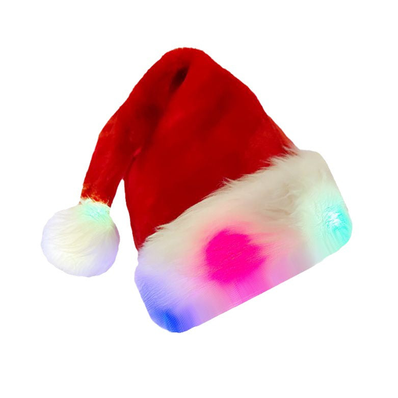 Bonnet de Père Noël lumineux en peluche pour adultes et enfants
