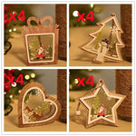 Set ausgehöhlter Weihnachtsanhänger aus Holz