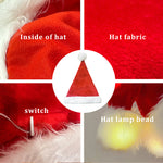Bonnet de Père Noël lumineux en peluche pour adultes et enfants