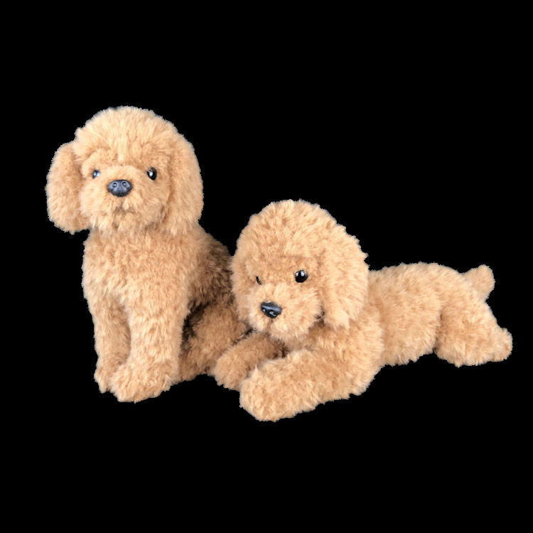 Teddyhund i plys, siddende eller liggende