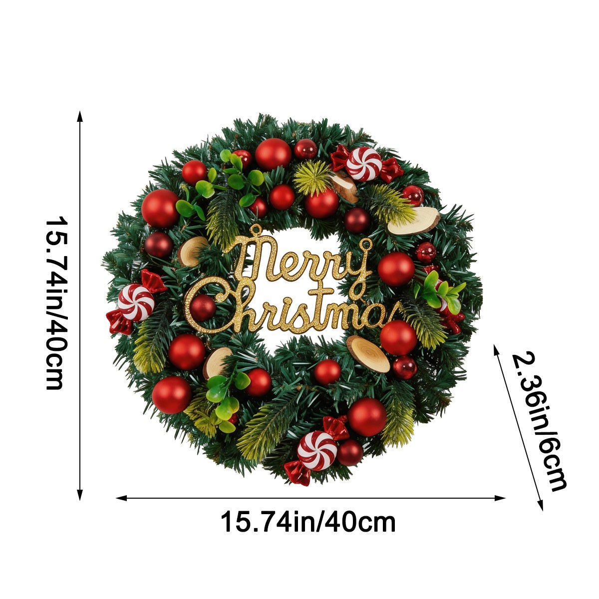 Christmas Garland with Wooden Letters, 40 cm