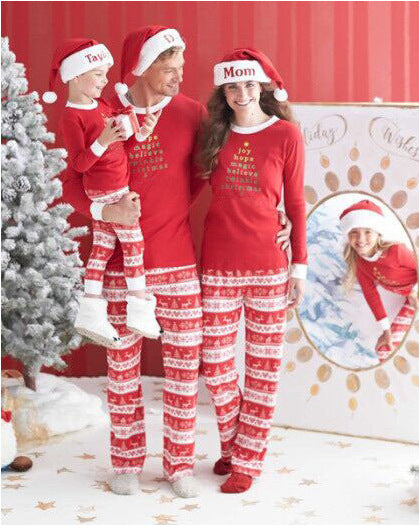Simple Christmas Print Matching Family Pajamas 1
