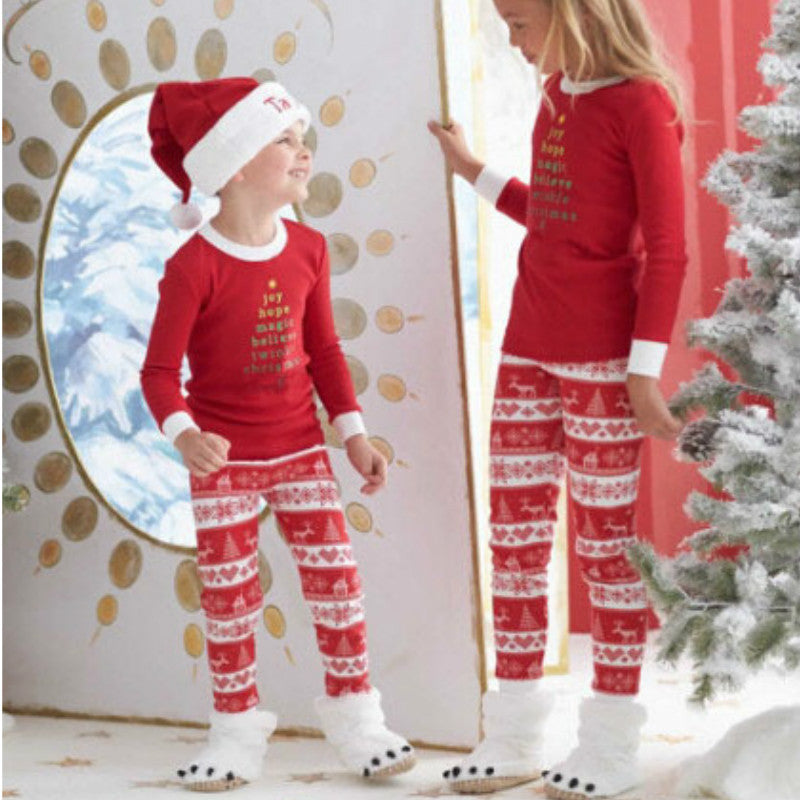 Simple Christmas Print Matching Family Pajamas 3