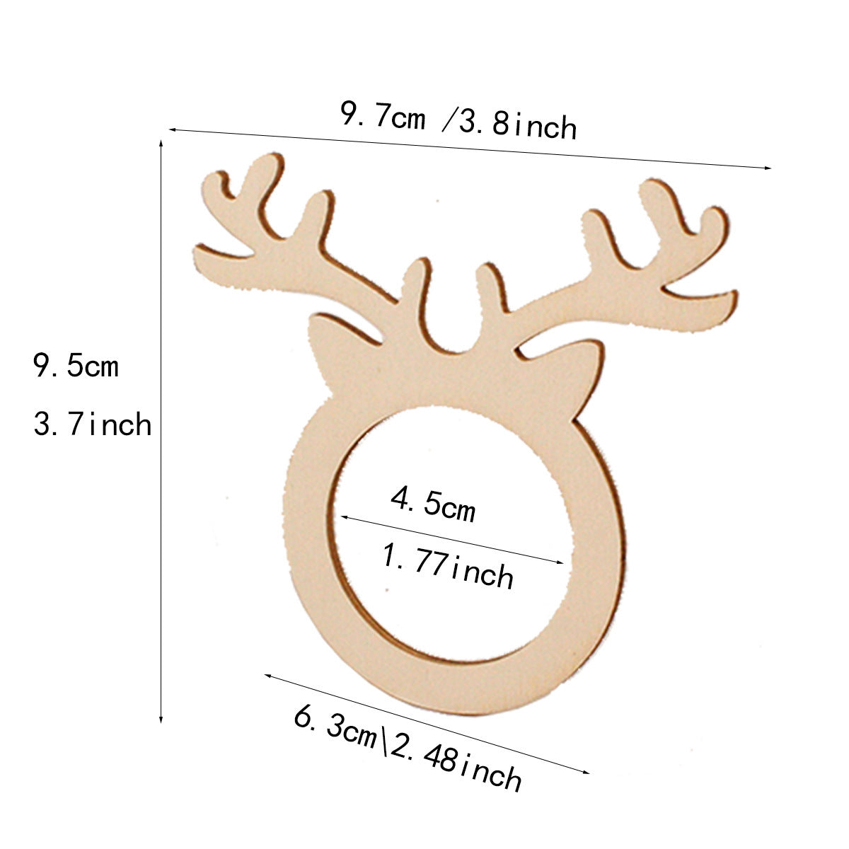Ronds de serviette de Noël en bois motif bois de renne