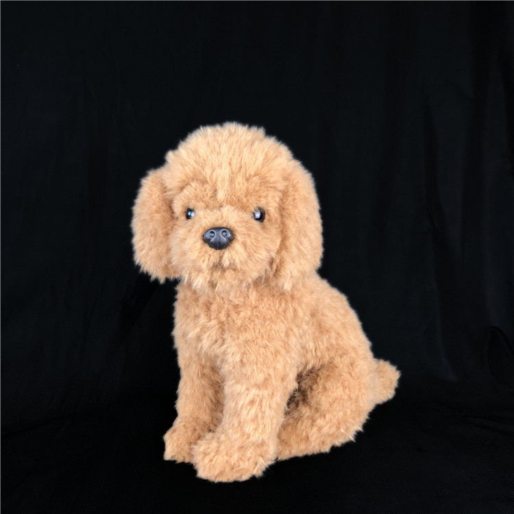 Teddyhund i plys, siddende eller liggende