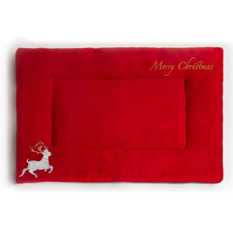 Alfombrilla navideña roja suave para mascotas