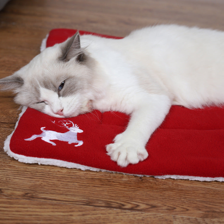 Alfombrilla navideña roja suave para mascotas