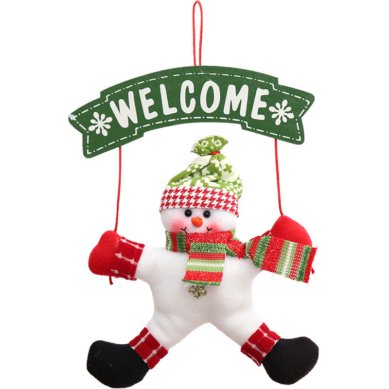 Décoration de porte de Noël en tissu