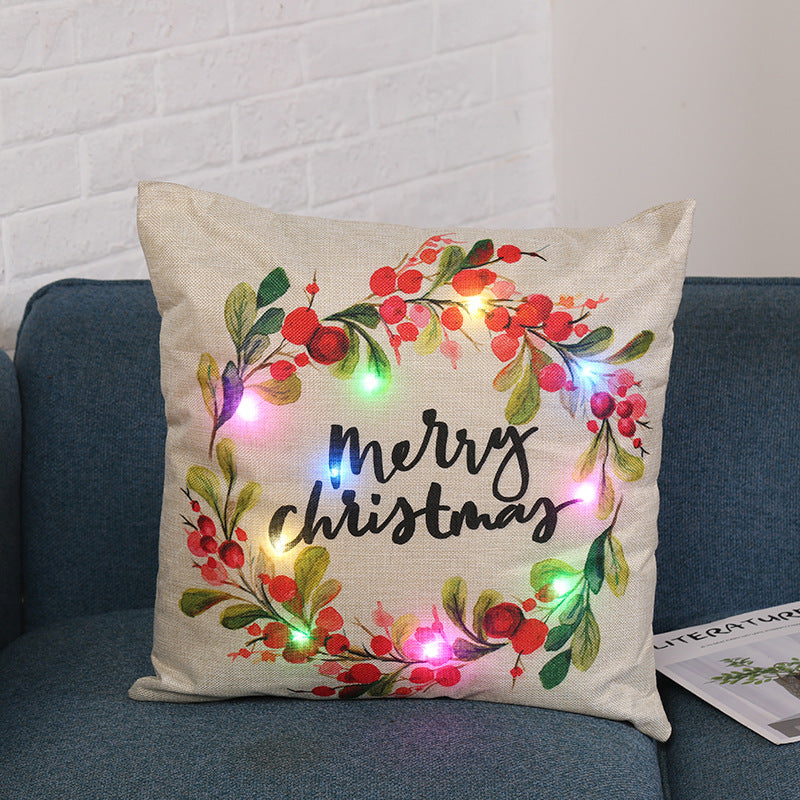 Christmas Cartoon Linen Cushion Cover 45x45 cm