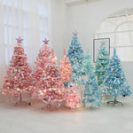 Albero di Natale da tavolo rosa floccato da 60 cm