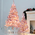 Albero di Natale da tavolo rosa floccato da 60 cm