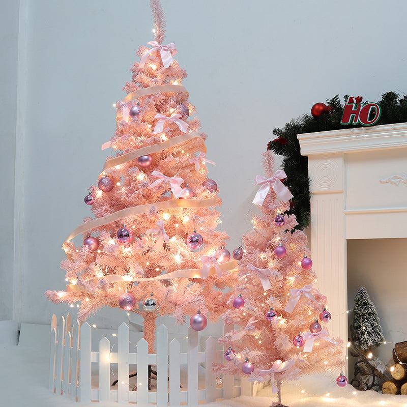Albero di Natale da tavolo rosa floccato da 60 cm