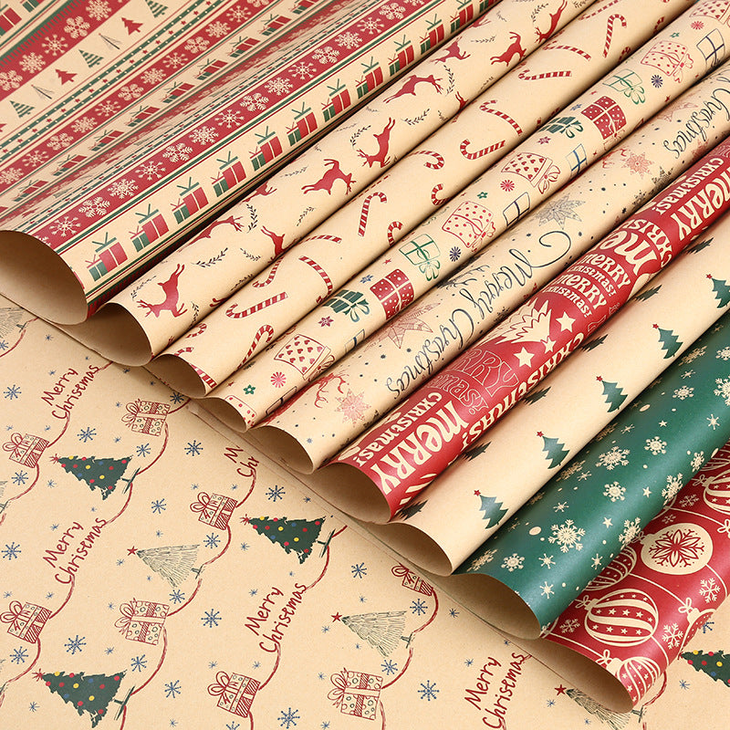 Papel de Embrulho de Natal Kraft Grosso 50x70 cm