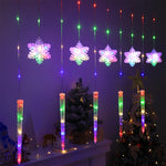 Catena di luci LED natalizie con ghiaccioli e fiocchi di neve