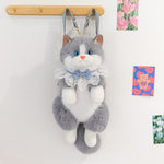 Zainetto in peluche gatto Ragdoll con fiocco
