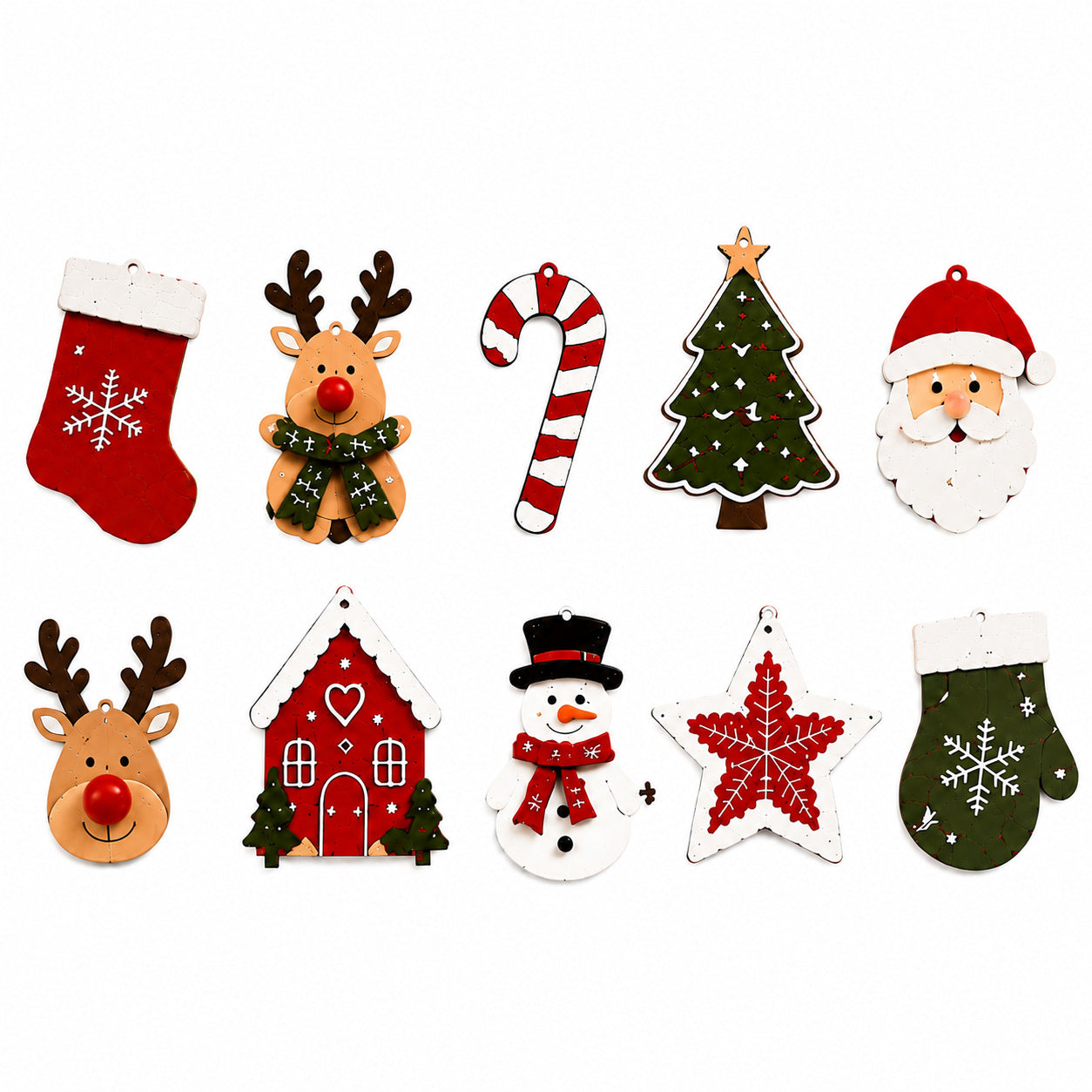 Decorazioni natalizie in legno da appendere, 5 set