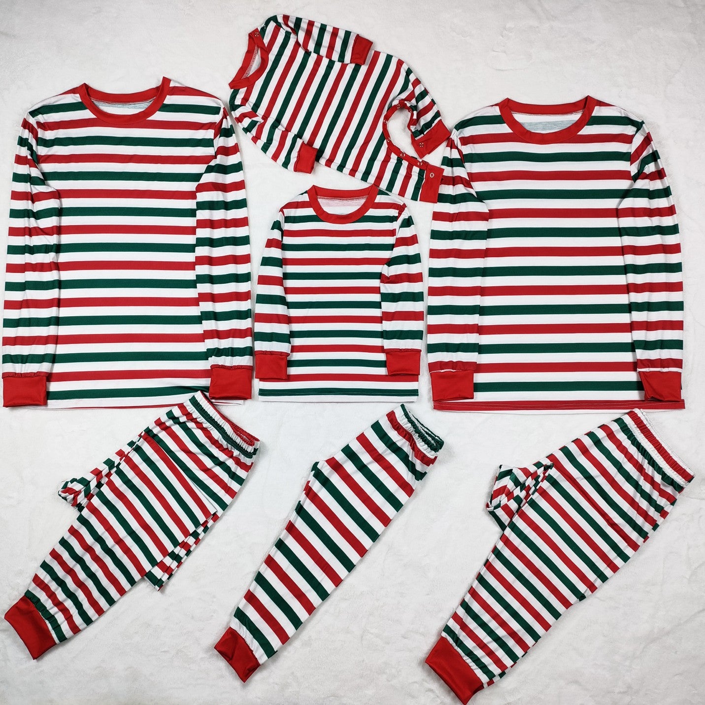 Striped Christmas Matching Family Pajamas 1
