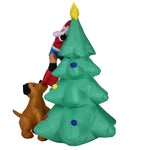 Albero di Natale gonfiabile da 1,8 m con Babbo Natale che si arrampica e cane