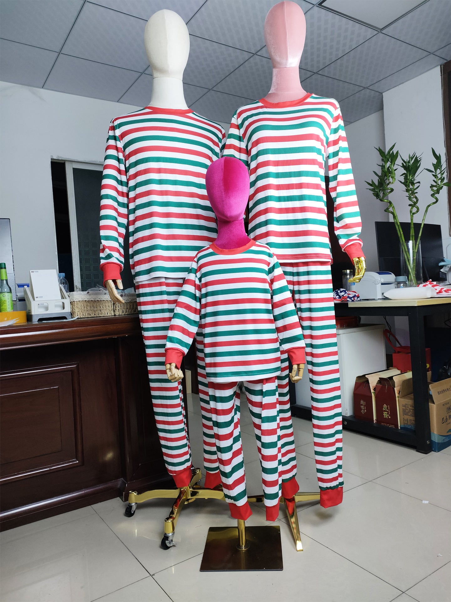 Striped Christmas Matching Family Pajamas 5