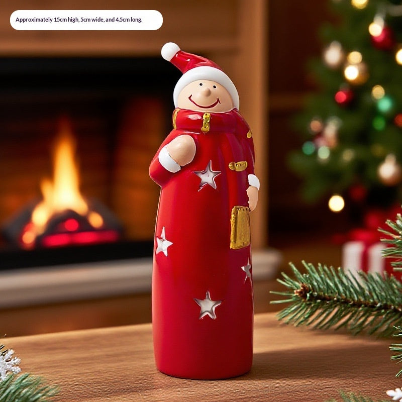 Vinyl Santa and Snowman Christmas Figurines