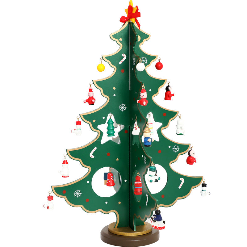Hand-Painted Wooden Tabletop Christmas Tree