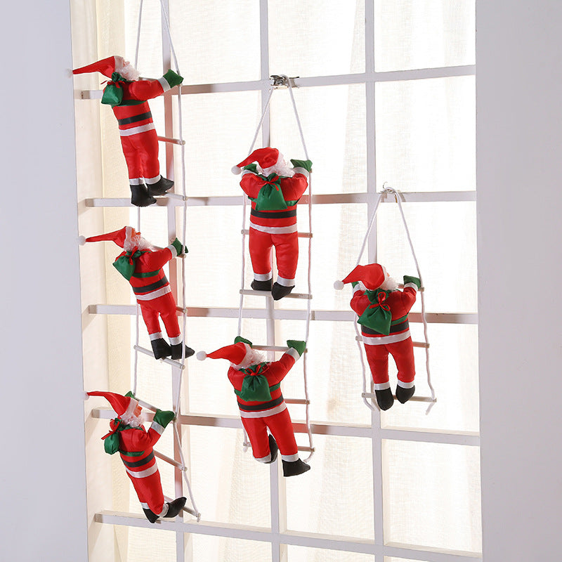 Kletternder Weihnachtsmann auf Leiter – Weihnachtsdeko