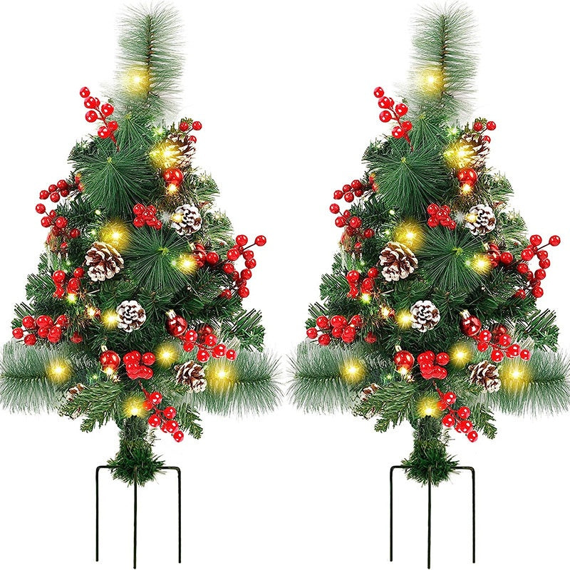 Luce solare a picchetto da giardino ad albero di Natale