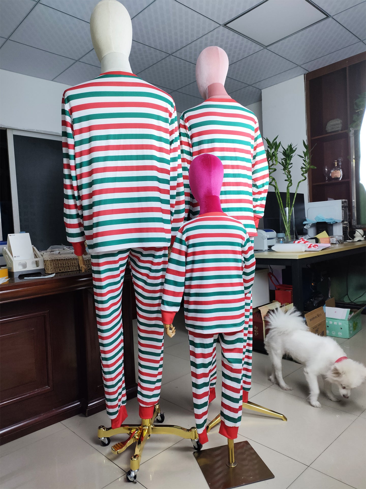 Striped Christmas Matching Family Pajamas 3