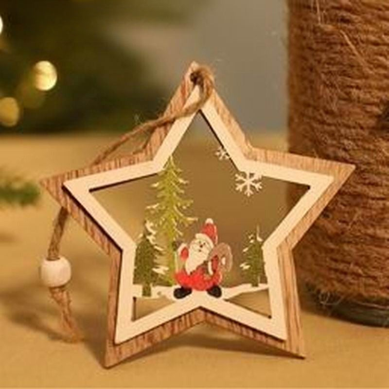 Set ausgehöhlter Weihnachtsanhänger aus Holz