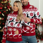 Couples Christmas Reindeer Jacquard Turtleneck Sweater 1