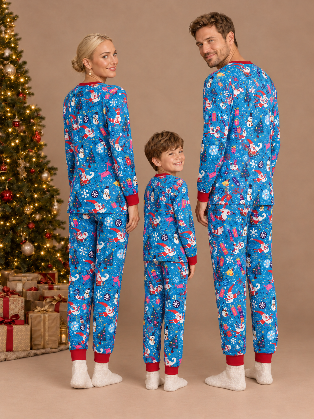 Holiday Print Matching Family Pajamas Set – back view