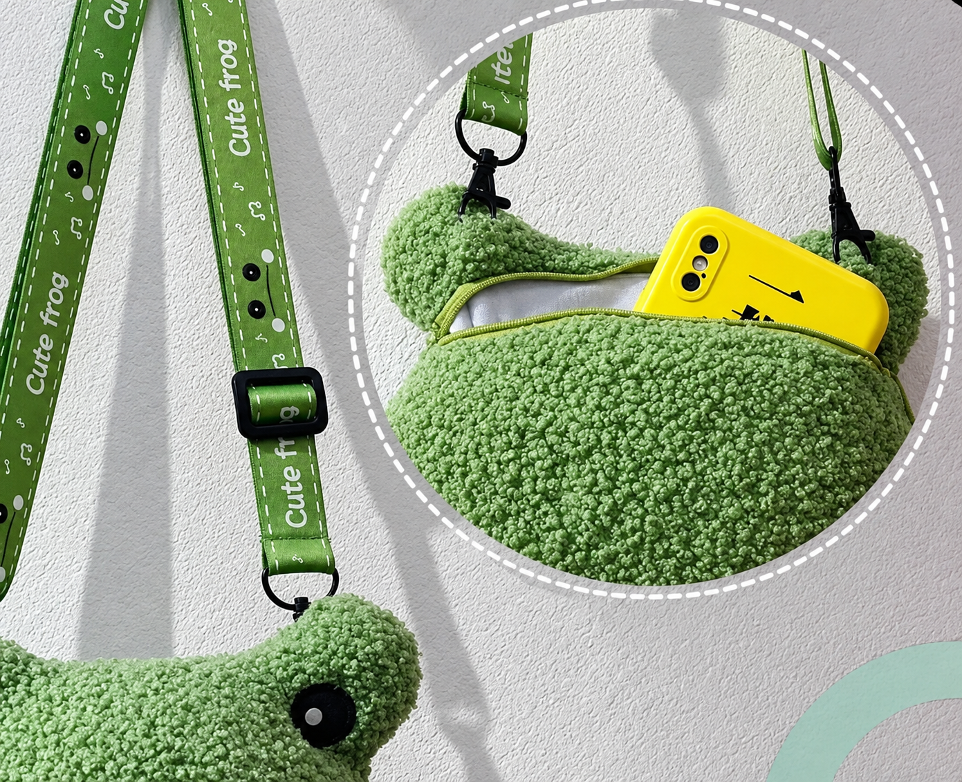 Cute Frog Plush Crossbody Bag