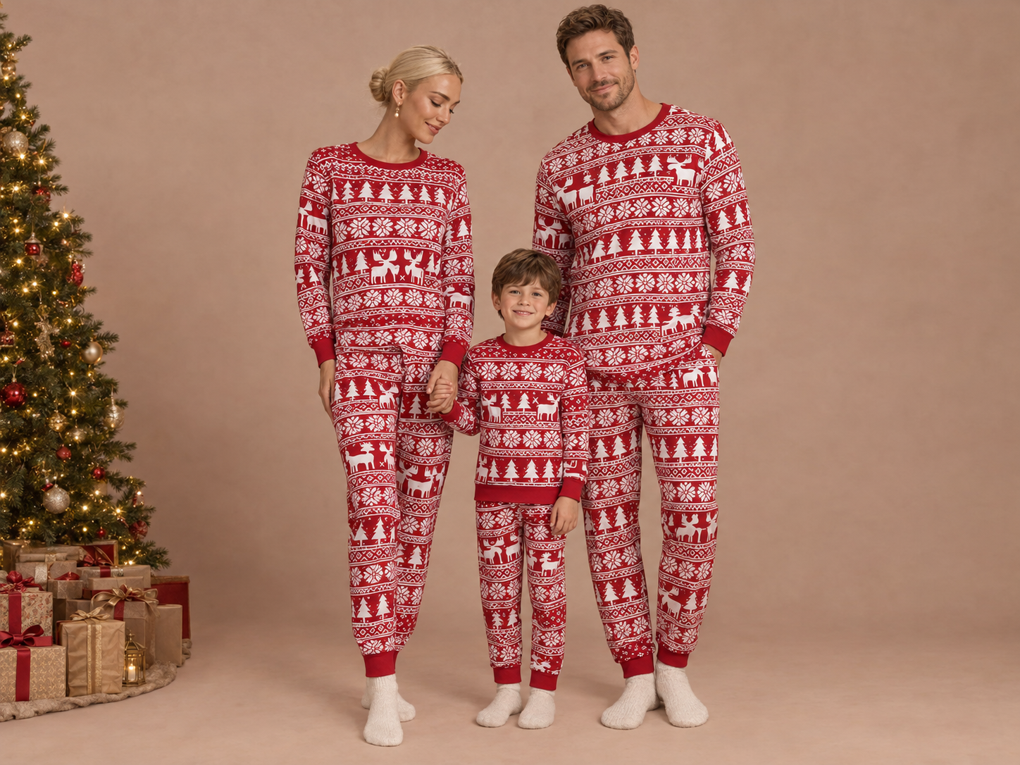 Matching Family Christmas Pajamas – Nordic Reindeer 1