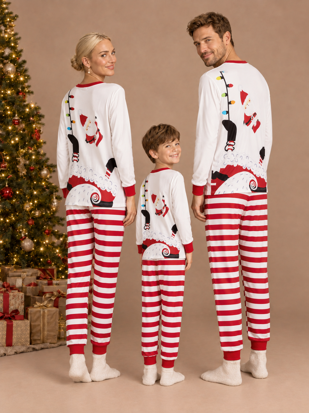 Colorblock Christmas Matching Family Lounge Set – back view