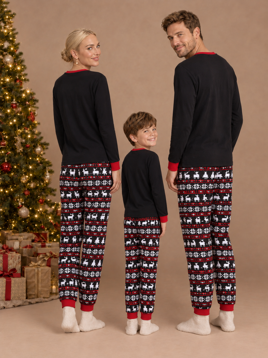 Santa Hat Matching Family Christmas Pajamas – back view