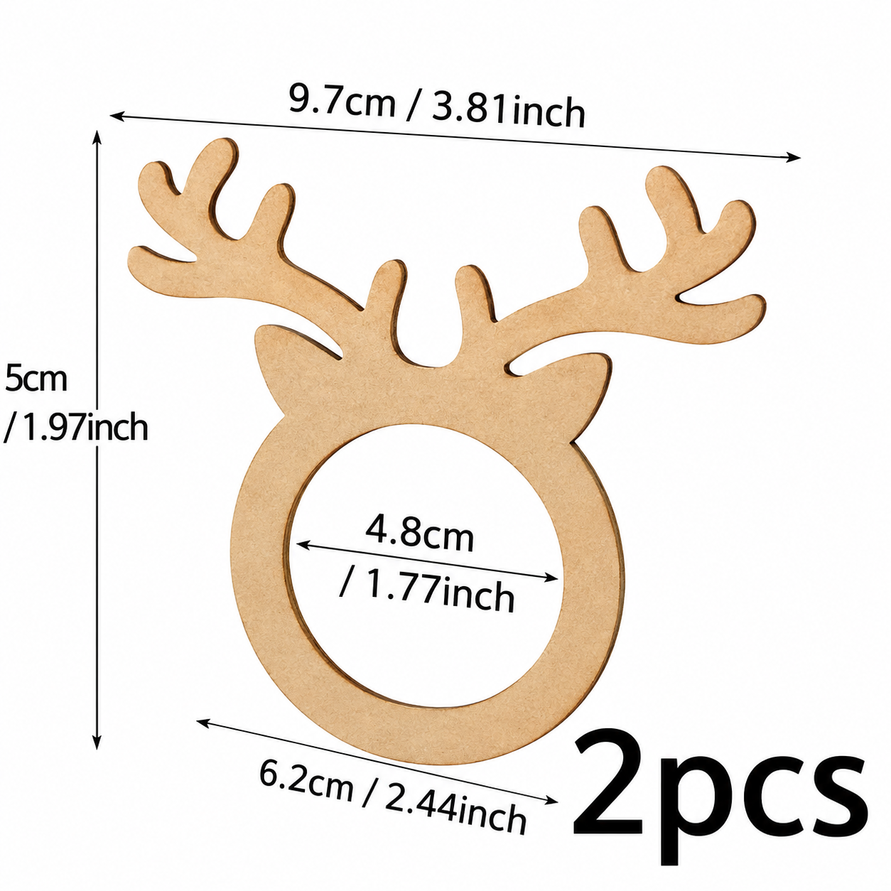 Wooden Reindeer Antler Christmas Napkin Rings