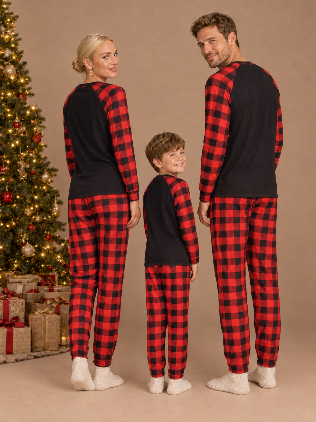 Santa Face Matching Family Christmas Pajamas – back view