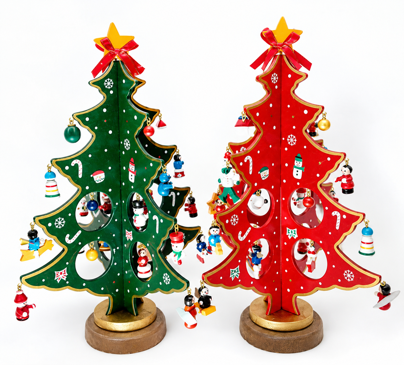 Hand-Painted Wooden Tabletop Christmas Tree
