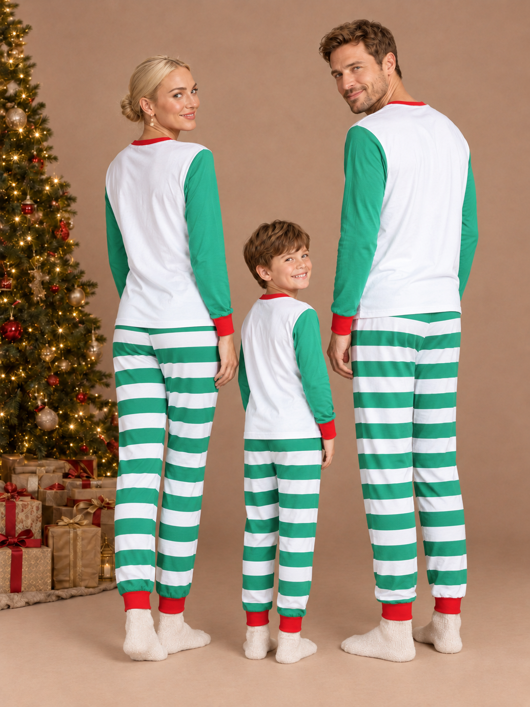 Candy Stripe Christmas Matching Family Pajamas – back view