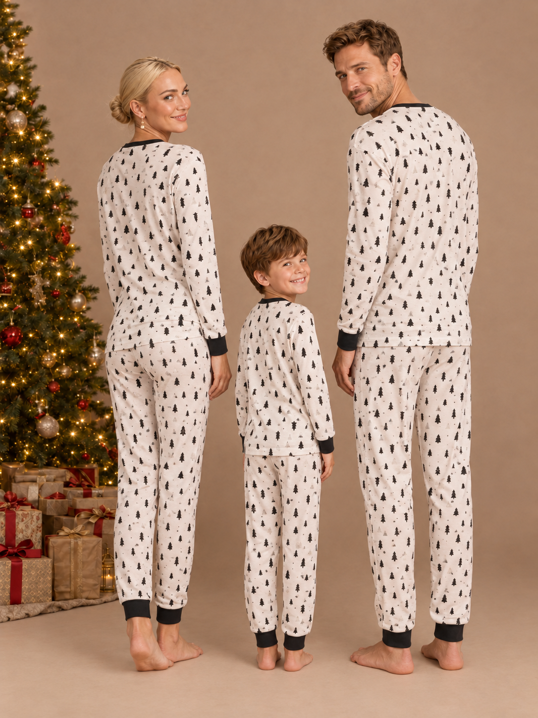 Christmas Tree Print Matching Family Pajamas – back view