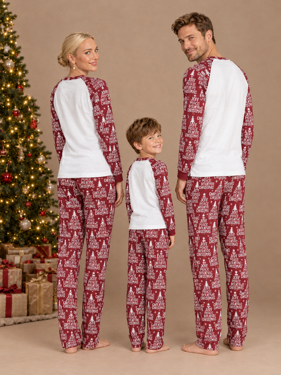 Merry Christmas Letter Matching Family Pajamas – back view