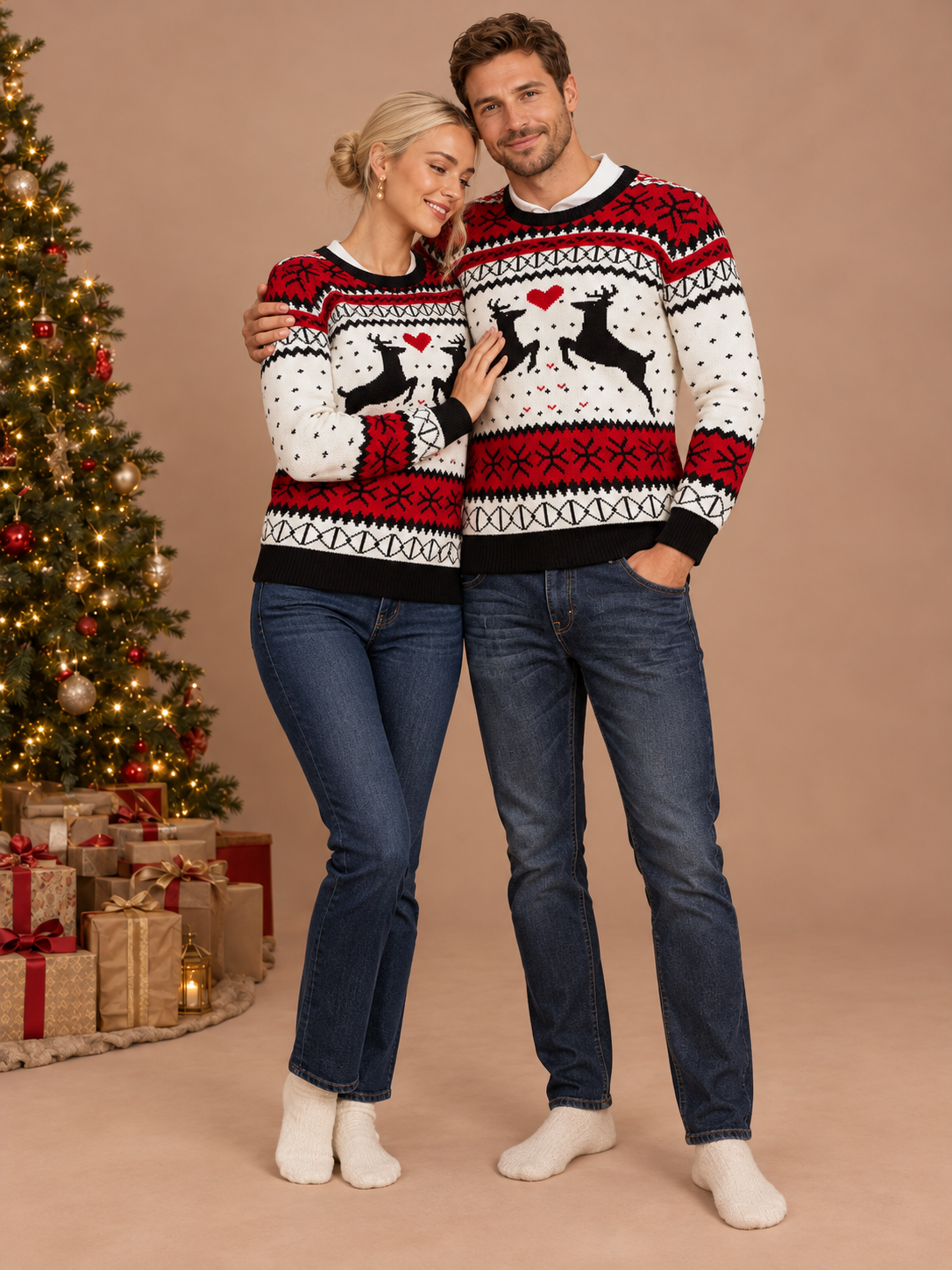 Couples Matching Christmas Knit Sweater – family photoshoot