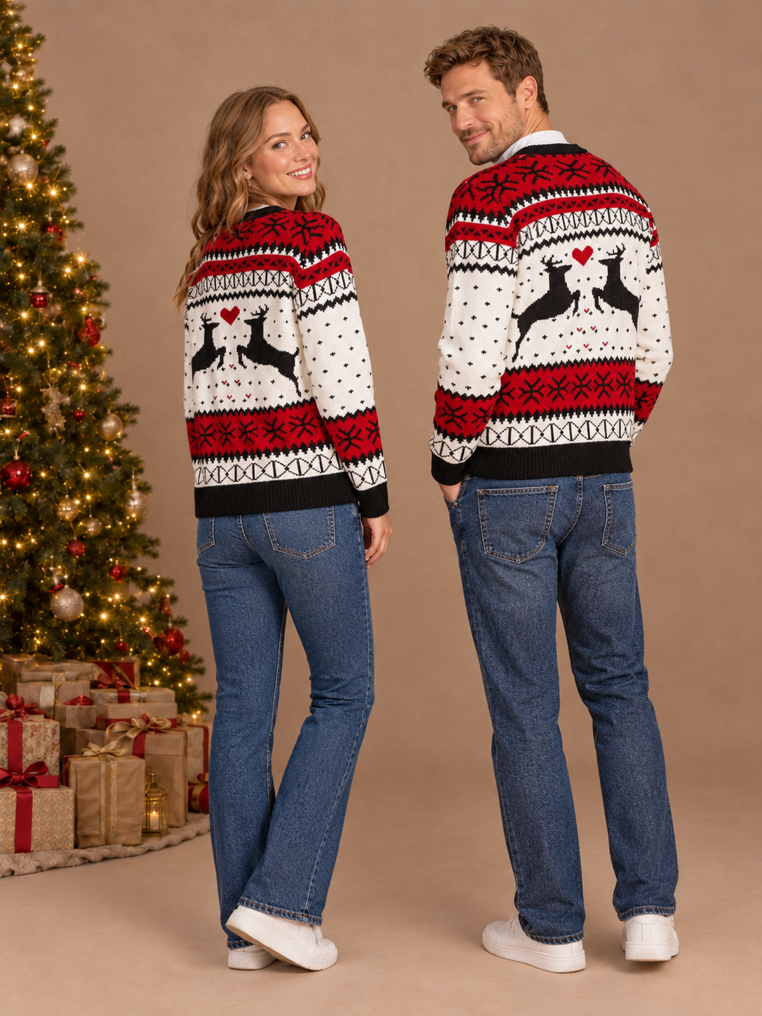 Couples Matching Christmas Knit Sweater – back view