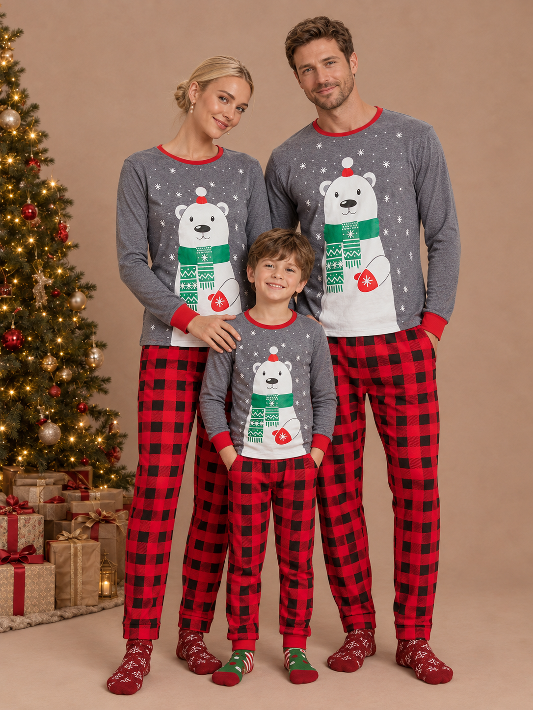 Christmas Bear Matching Family Pajamas – family photoshoot