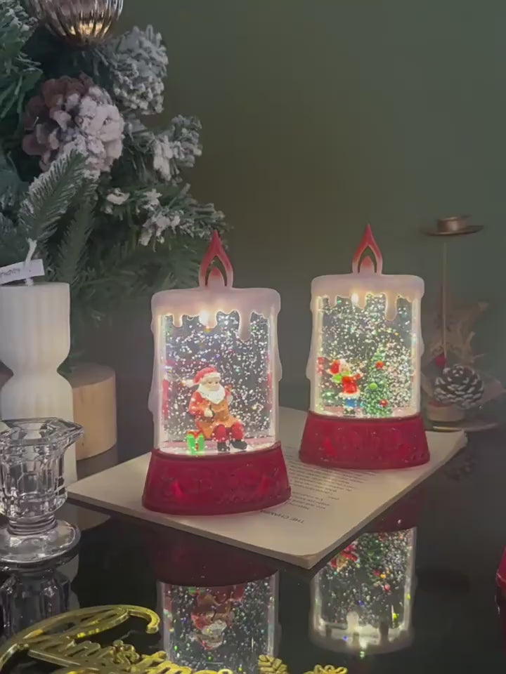 Light-Up Water-Filled Christmas Candle Scene – video